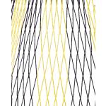 Fußballtornetz zweifarbig, Schwarz, Gelb, 80 / 200 cm, Diagonalstreifen Schwarz