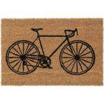 Schwarze Relaxdays Schmutzfangmatten & Fußabtreter mit Fahrrad-Motiv aus Kokosfaser 
