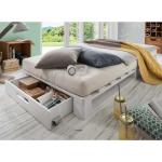 Weiße Industrial Life Meubles Rechteckige Betten mit Bettkasten aus Massivholz mit Stauraum 90x200 