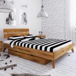 Braune Moderne Basilicana Rechteckige Betten mit Bettkasten geölt aus Massivholz mit Stauraum 80x200 