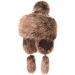 Haselnussbraune Strickmützen mit Fuchs-Motiv aus Pelz für Damen Einheitsgröße für den für den Winter 