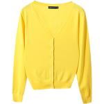 Gelbe V-Ausschnitt Feinstrickjacken mit Knopf Handwäsche für Damen Größe M für den für den Herbst 