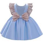 Reduzierte Blaue Elegante Ärmellose Kinderfestkleider mit Reißverschluss aus Tüll für Babys 