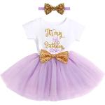 Reduzierte Violette Kurzärmelige Kindertüllkleider mit Pailletten aus Tüll für Babys 
