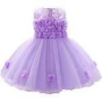 Violette Blumenmuster Elegante Ärmellose Kinderfestkleider mit Reißverschluss aus Tüll für Babys für den für den Sommer 