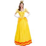 Gelbe Dornröschen Belle Maxi Prinzessin-Kostüme aus Satin für Damen Größe S 
