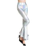 Silberne Unifarbene Elegante Wetlook-Leggings & Glanzleggings mit Glitzer für Damen Größe XL für Partys 