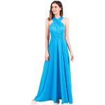 Blaue Maxi Abendkleider rückenfrei für Damen Größe S für Brautjungfern 