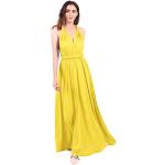 Gelbe Elegante Maxi V-Ausschnitt Neckholderkleider für Damen Größe M für den für den Sommer 