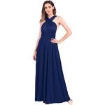 Marineblaue Maxi Abendkleider rückenfrei für Damen Größe L für Brautjungfern 
