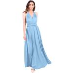 Hellblaue Elegante Maxi V-Ausschnitt Neckholderkleider für Damen Größe M für den für den Sommer 