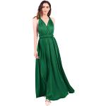 Reduzierte Grüne Elegante Maxi V-Ausschnitt Neckholderkleider für Damen Größe L für Brautjungfern für den für den Sommer 