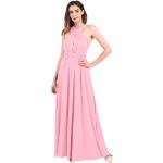 Reduzierte Rosa Elegante Maxi V-Ausschnitt Neckholderkleider für Damen Größe L für den für den Sommer 