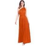 Orange Maxi Abendkleider rückenfrei für Damen Größe L für Brautjungfern 