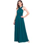 Reduzierte Grüne Elegante Maxi V-Ausschnitt Abendkleider rückenfrei für Damen Größe L für den für den Sommer 