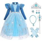 Himmelblaue Prinzessin-Kostüme mit Glitzer aus Kunstfell für Kinder 