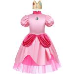 Pinke Super Mario Peach Maxi Prinzessin-Kostüme für Kinder 