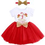 Rote Kurzärmelige Mr. Men Kinderkleider A-Linie mit Pailletten aus Tüll für Babys 