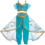 Blaue Aladdin Prinzessin-Kostüme aus Mesh für Kinder 