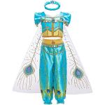 Blaue Aladdin Schulterfreie Prinzessin-Kostüme mit Pailletten aus Mesh für Kinder 