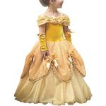 Gelbe Die Schöne und das Biest Belle Maxi Schulterfreie Prinzessin-Kostüme aus Samt für Kinder 