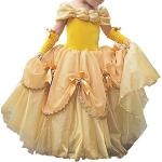 Reduzierte Gelbe Die Schöne und das Biest Belle Maxi Schulterfreie Prinzessin-Kostüme aus Organza für Kinder Größe 152 
