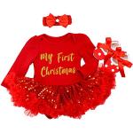 Rote Gepunktete Kinderbodykleider mit Weihnachts-Motiv für Babys 3-teilig 