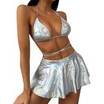 Silberne Sexy Mini Festliche Röcke aus Polyester für Damen Größe M für Festivals 