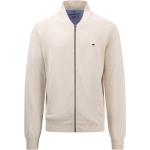 Beige Unifarbene Fynch Hatton College-Jacken mit Reißverschluss aus Baumwolle für Herren Größe XL 