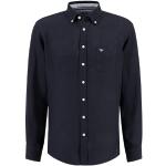 Marineblaue Fynch Hatton Button Down Kragen Leinenhemden aus Leinen für Herren Größe 3 XL für den für den Sommer 