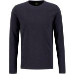 Reduzierte Dunkelblaue Unifarbene Langärmelige Fynch Hatton Rundhals-Ausschnitt Basic-Shirts aus Baumwolle für Herren Größe M 