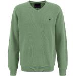 Grüne Unifarbene Langärmelige Fynch Hatton V-Ausschnitt Feinstrickpullover aus Baumwolle für Herren Größe M für den für den Herbst 