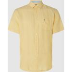 Gelbe Fynch Hatton Button Down Kragen Leinenhemden aus Leinen für Herren Größe 3 XL 