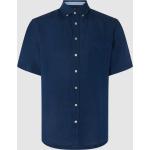 Marineblaue Fynch Hatton Button Down Kragen Leinenhemden aus Leinen für Herren Größe L 