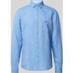 Blaue Unifarbene Fynch Hatton Button Down Kragen Leinenhemden aus Leinen für Herren Größe XXL 