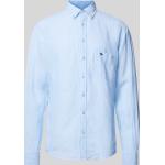 Hellblaue Unifarbene Fynch Hatton Button Down Kragen Leinenhemden aus Leinen für Herren Größe 3 XL 