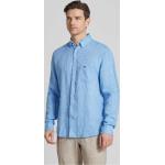 Blaue Unifarbene Fynch Hatton Button Down Kragen Leinenhemden aus Leinen für Herren Größe 3 XL 