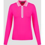 Pinke Langärmelige Langarm-Poloshirts mit Reißverschluss für Damen Größe S 