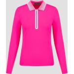 Pinke Langärmelige Langarm-Poloshirts mit Reißverschluss für Damen Größe M 