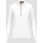 Weiße Sportliche Langärmelige Langarm-Poloshirts mit Reißverschluss aus Nylon für Damen Größe XS 