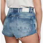 Blaue G-Star Raw Nachhaltige Jeans-Shorts Raw mit Reißverschluss aus Denim für Damen für den für den Sommer 