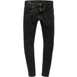Schwarze Unifarbene G-Star Raw Jeans mit Stickerei Raw mit Reißverschluss aus Baumwollmischung enganliegend für Herren Weite 34, Länge 34 