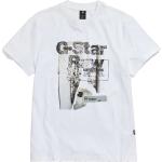 Weiße Motiv G-Star Raw Rundhals-Ausschnitt T-Shirts für Herren Größe XL 