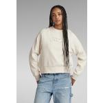 Reduzierte Beige Bestickte G-Star Bio Rundhals-Ausschnitt Damensweatshirts aus Baumwolle Größe L 