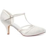 Offwhitefarbene Elegante Trichterabsatz High Heels & Stiletto-Pumps aus Leder für Damen Größe 39 für die Braut 