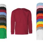 Anthrazitfarbene Langärmelige Gildan Rundhals-Ausschnitt T-Shirts aus Baumwolle für Herren Größe M 