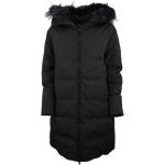 Schwarze Gesteppte Jacken mit Fellkapuze aus Nylon mit Kapuze für Damen Größe XXL für den für den Winter 