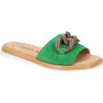 Grüne Gabor Runde Damenclogs & Damenpantoletten in Normalweite aus Veloursleder mit herausnehmbarem Fußbett Größe 41 