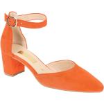 Orange Gabor Spitze Damenpumps mit Riemchen in Normalweite aus Veloursleder mit herausnehmbarem Fußbett Größe 40 mit Absatzhöhe 5cm bis 7cm 