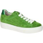 Grüne Gabor Runde Plateauabsatz Low Sneaker in Normalweite aus Veloursleder mit herausnehmbarem Fußbett für Damen Größe 40,5 